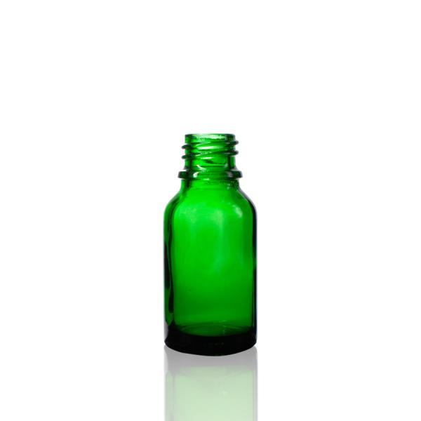 15 ml Green Euro Round Glass Bottle with 18 DIN Neck Finish