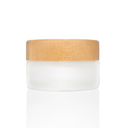 30g Frosted Glass Cream Jar with Bamboo Lid