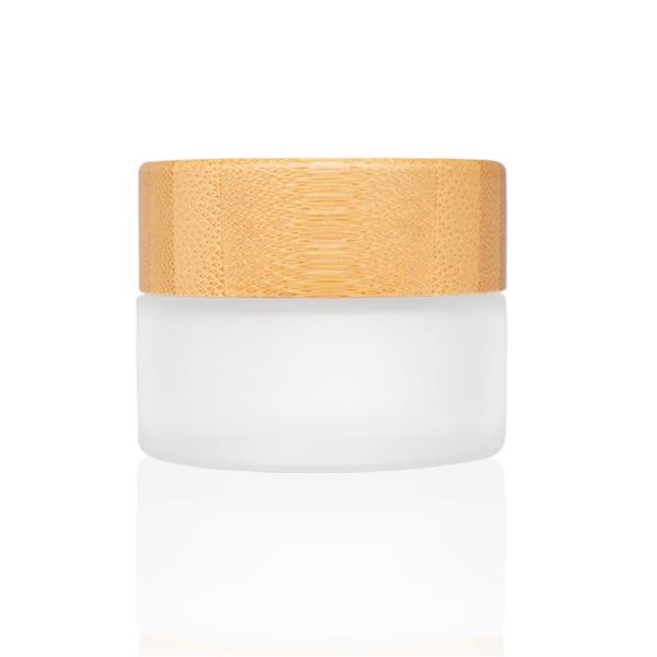 15g Frosted Glass Cream Jar with Bamboo Lid