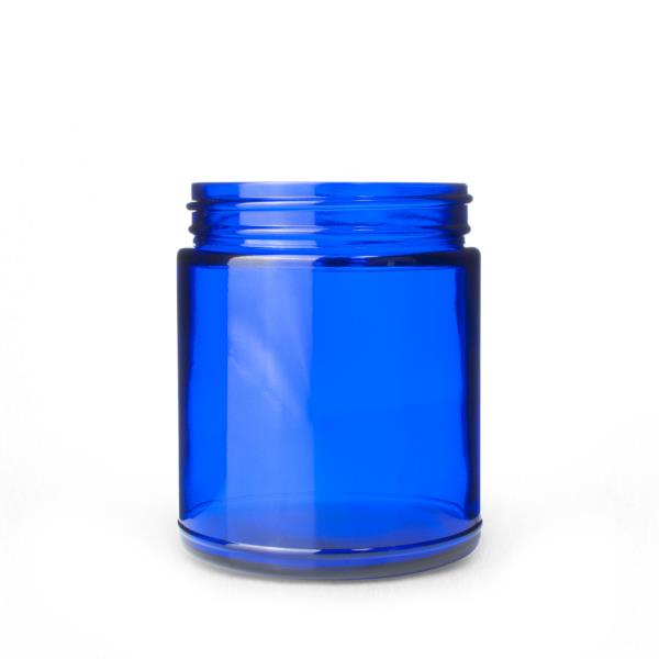 9 oz 70-400 Cobalt Blue Glass Straight Sided Round Jar