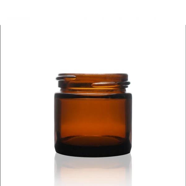 1 oz 43-400 Amber Glass Straight Sided Round Jar