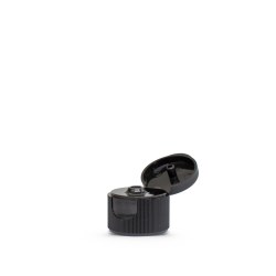 Black Polypropylene 20-410 Ribbed Skirt Hinged Flip Top Dispensing Cap