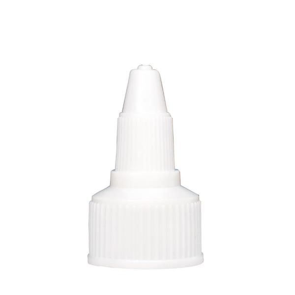 20-400 White LDPE Ribbed Skirt Twist-Open Dispensing Top