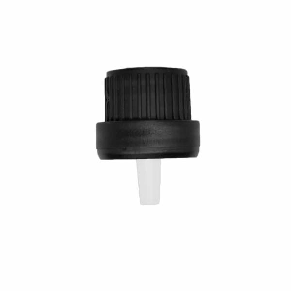 Black 18-400 PP Euro Heavy Duty Tamper Evident Ribbed Cap Orifice Dropper Assembly