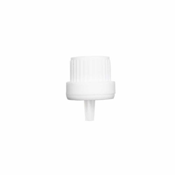 White 18-400 PP Euro Heavy Duty Tamper Evident Ribbed Cap Orifice Dropper Assembly