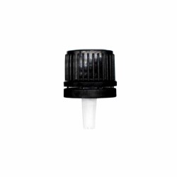 Black 18-400 Euro PP Tamper-Evident Ribbed Cap Orifice Dropper Assembly