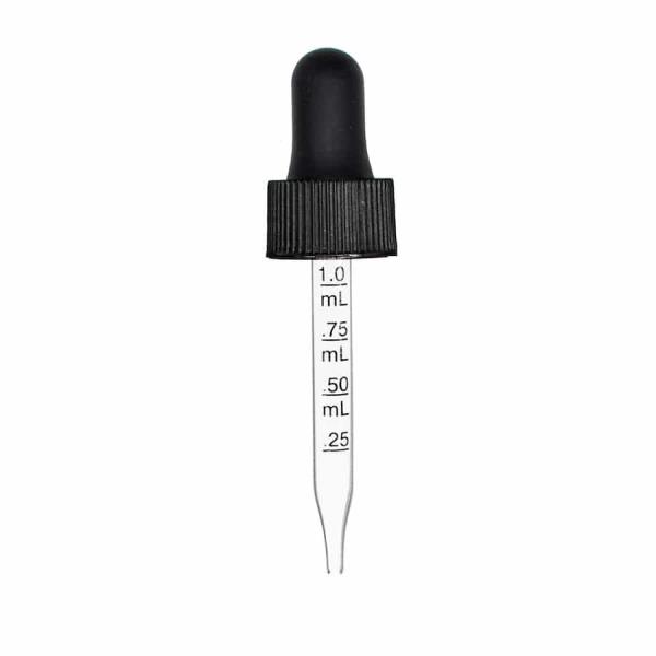 0.5 oz Black Graduated Glass Dropper (18-400) (Ribbed)