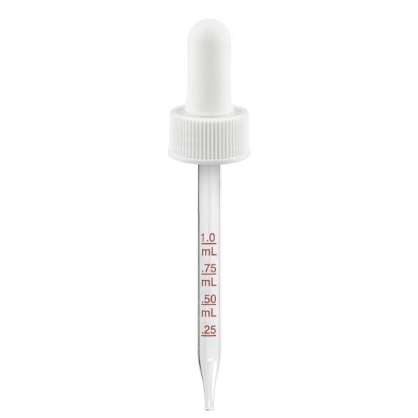 2 oz White Medical Grade Graduated Glass Dropper (20-400) (Ribbed)