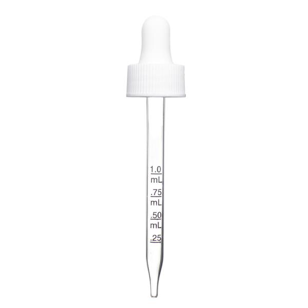 1 oz White Graduated Glass Dropper (20-400) (Ribbed)