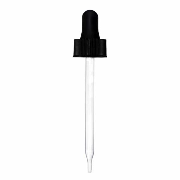 2 oz Black Glass Dropper (20-400) (Ribbed)