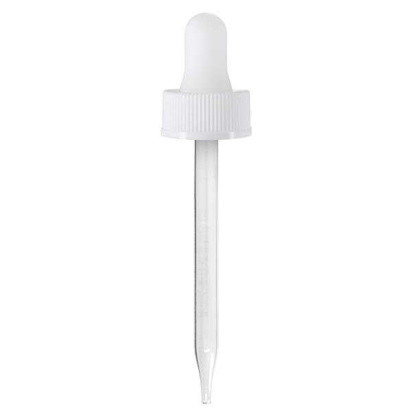 2 oz White Glass Dropper (20-400)(Ribbed)