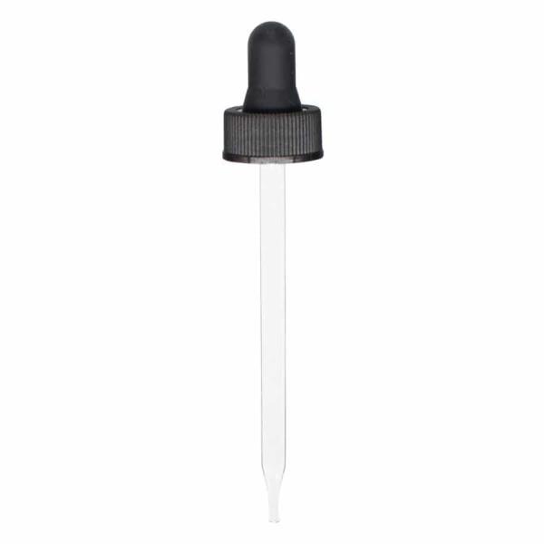 4 oz Black Glass Dropper (22-400) (Ribbed)