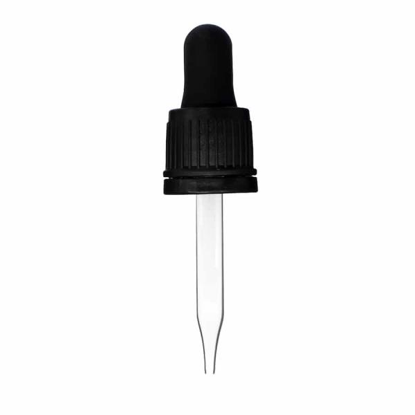 0.5 oz Black Glass Dropper with Tamper Evident Seal (18-400)