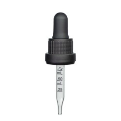 0.5 oz Black Graduated Glass Dropper with Tamper Evident Seal (18-400)(Heavy Duty)