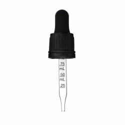 0.5 oz Black Graduated Glass Dropper with Tamper Evident Seal (18-400)