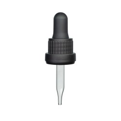 10 ml Black Glass Dropper with Tamper Evident Seal (18-400)(Heavy Duty)