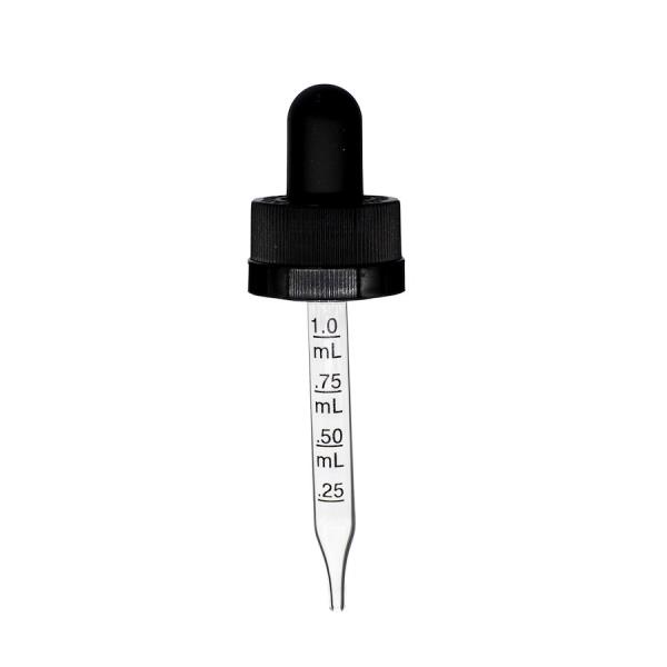 0.5 oz Black Child Resistant Graduated Glass Dropper (18-400)