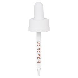 0.5 oz White Child Resistant Graduated Medical Glass Dropper (18-400)