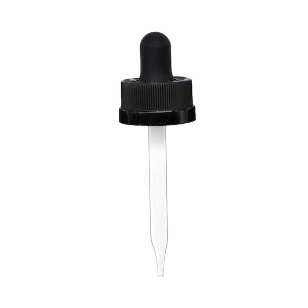 1 oz Black Child Resistant Glass Dropper (20-400) (French Square Bottle) 