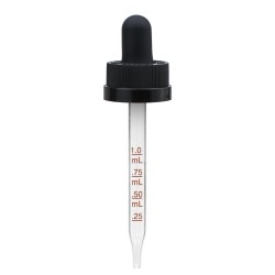 2 oz Black Medical Grade Child Resistant Graduated Glass Dropper (20-400)