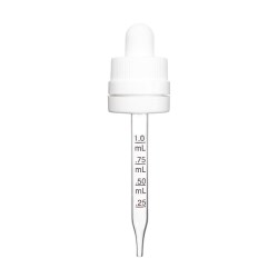 1 oz White Child Resistant with Tamper Evident Seal Graduated Glass Dropper (18-400)