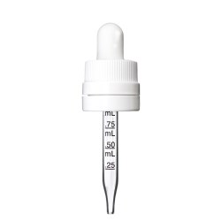 0.5 oz White Child Resistant with Tamper Evident Seal Graduated Glass Dropper (18-400)