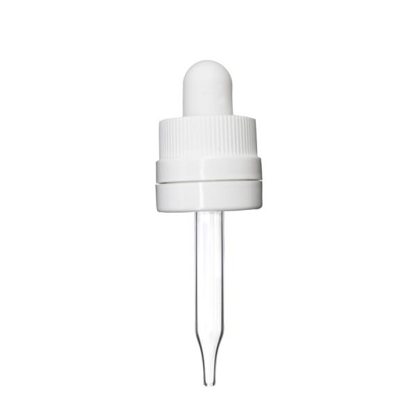 10 ml White Child Resistant with Tamper Evident Seal Glass Dropper (18-400)