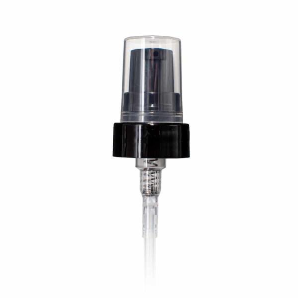 Black PP 22-400 Smooth Skirt Dispensing Treatment Pump with Clear PP Overcap