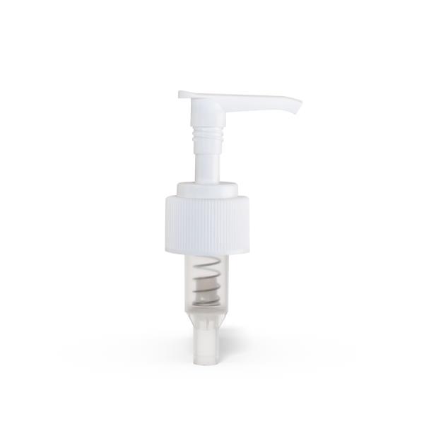 24-410 White Ribbed Skirt Saddle Lotion Pump with 190mm Dip Tube