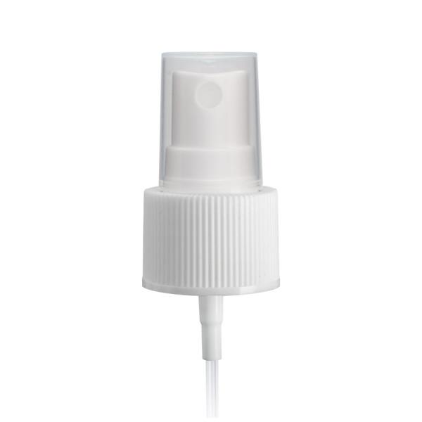 White PP 24-410 Ribbed Skirt Fine Mist Fingertip Sprayer with 175mm Dip Tube Clear Overcap