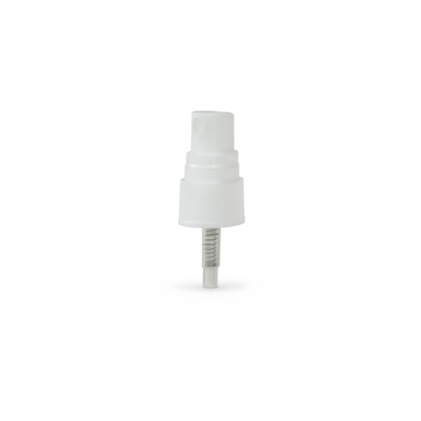 White PP 20-410 Ribbed Skirt Fine Mist Fingertip Sprayer with 134mm Dip Tube Clear Overcap