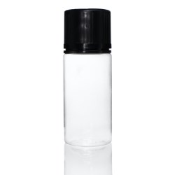 100 ml PET Clear Signature Wolf Bottle with Black Flat Cap and Pre-Inserted Tip