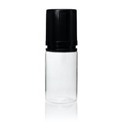 30 ml PET Clear Signature Wolf Bottle with Black Flat Cap and Pre-Inserted Tip