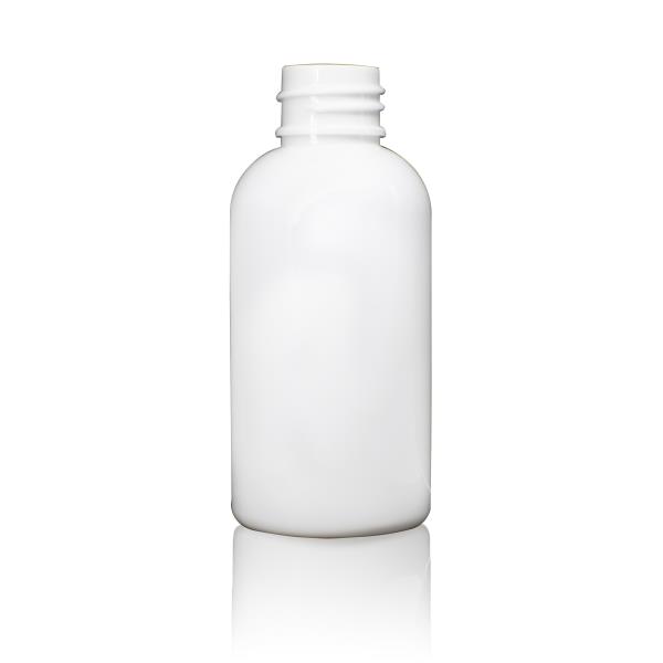 2 oz PET Plastic White Boston Round Bottle