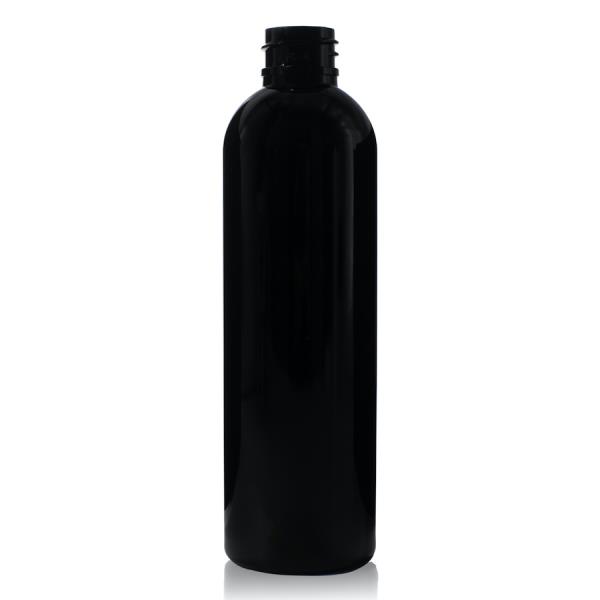 4 oz PET Black Cosmo Round Bottle with 20-410 Neck Finish