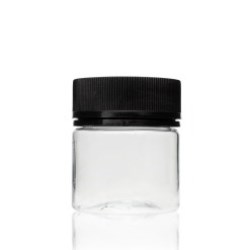 60g Clear PET Round Jar with Black Child Resistant and Tamper Evident Cap (Set)