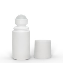 2 oz White Roll-On Deodorant Bottle with Straight Edge Cap