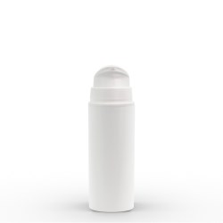 50 ml White Polypropylene Mini Airless Pump Bottle with White Overcap