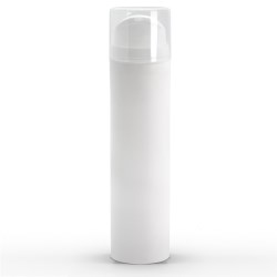 150 ml White Polypropylene Airless Pump Bottle with White Snap Cap and Clear Overcap