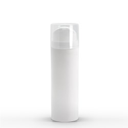 120 ml White Polypropylene Airless Pump Bottle with White Snap Cap and Clear Overcap