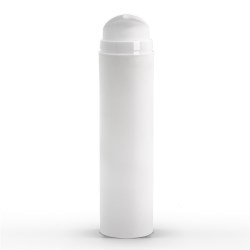 150 ml White Polypropylene Airless Pump Bottle with White Snap Cap and Overcap