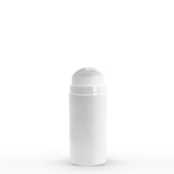 80 ml White Polypropylene Airless Pump Bottle with White Snap Cap and Overcap