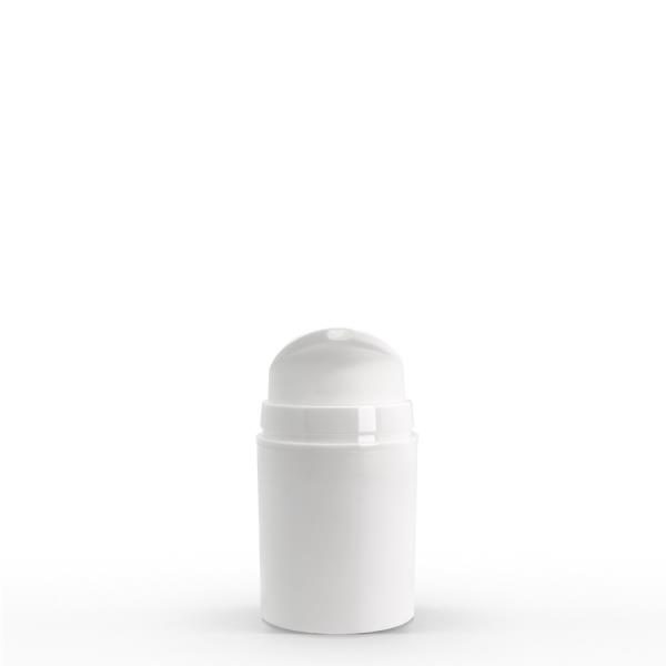 50 ml White Polypropylene Airless Pump Bottle with White Overcap