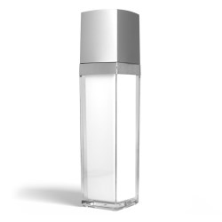 140 ml Square Acrylic Treatment Pump Bottle with Silver Cap