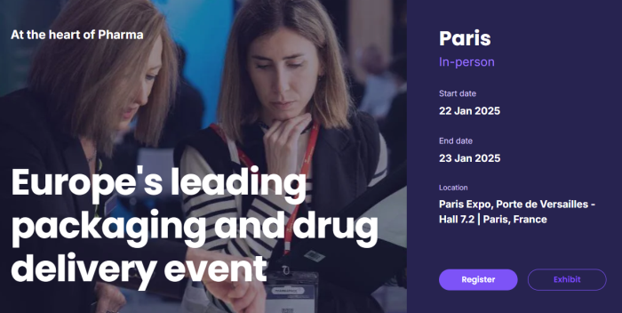 Pharmapack Europe (Paris) January 22 & 23, 2025