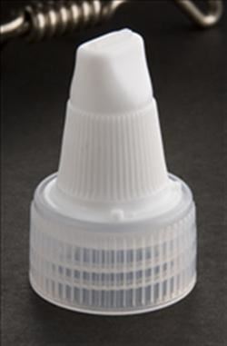 24-410, LDPE Spout Closure, .375x.062 orifice Ribbed Skirt, Side Seal, Twist Open/Clos