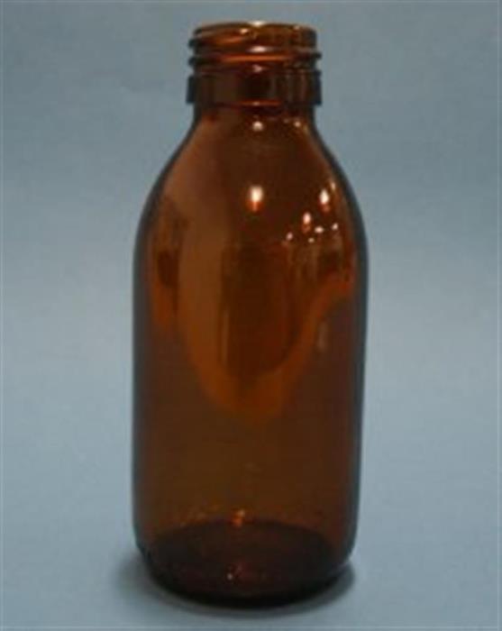 200 ml Glass Cylinder, Round, Amber, 28Tamper Evident finish 