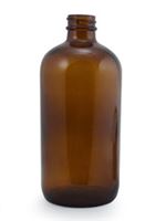 16 oz Glass Boston Round, Round, Amber, 28-400 GPI finish Sloped Shoulder