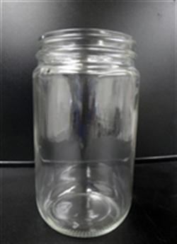 32 oz Glass Jar, Round, Flint, 89-400 GPI finish Cap Attached