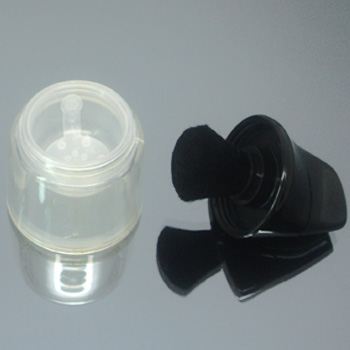 New loose powder cases with cap activated brush, by HS Plastic